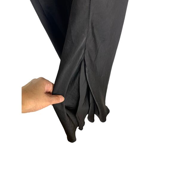 ASOS Design Black Matte Satin Maxi Slip Dress Women’s Size 14 - Picture 3 of 7